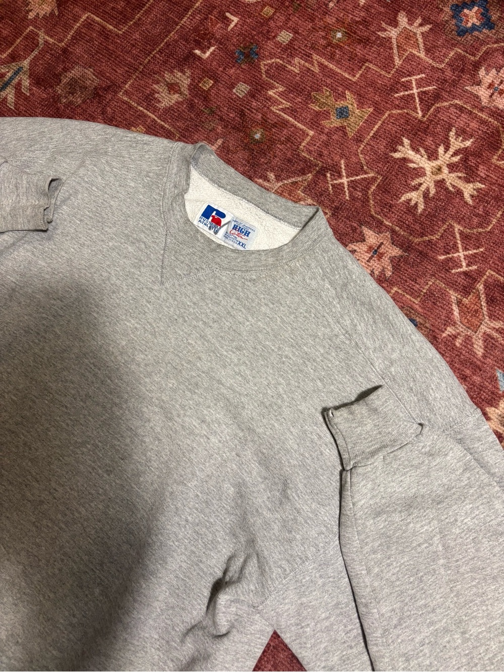 Vintage Russell Athletic Sweatshirt Mens 2XL Gray High Cotton Crewneck USA Made